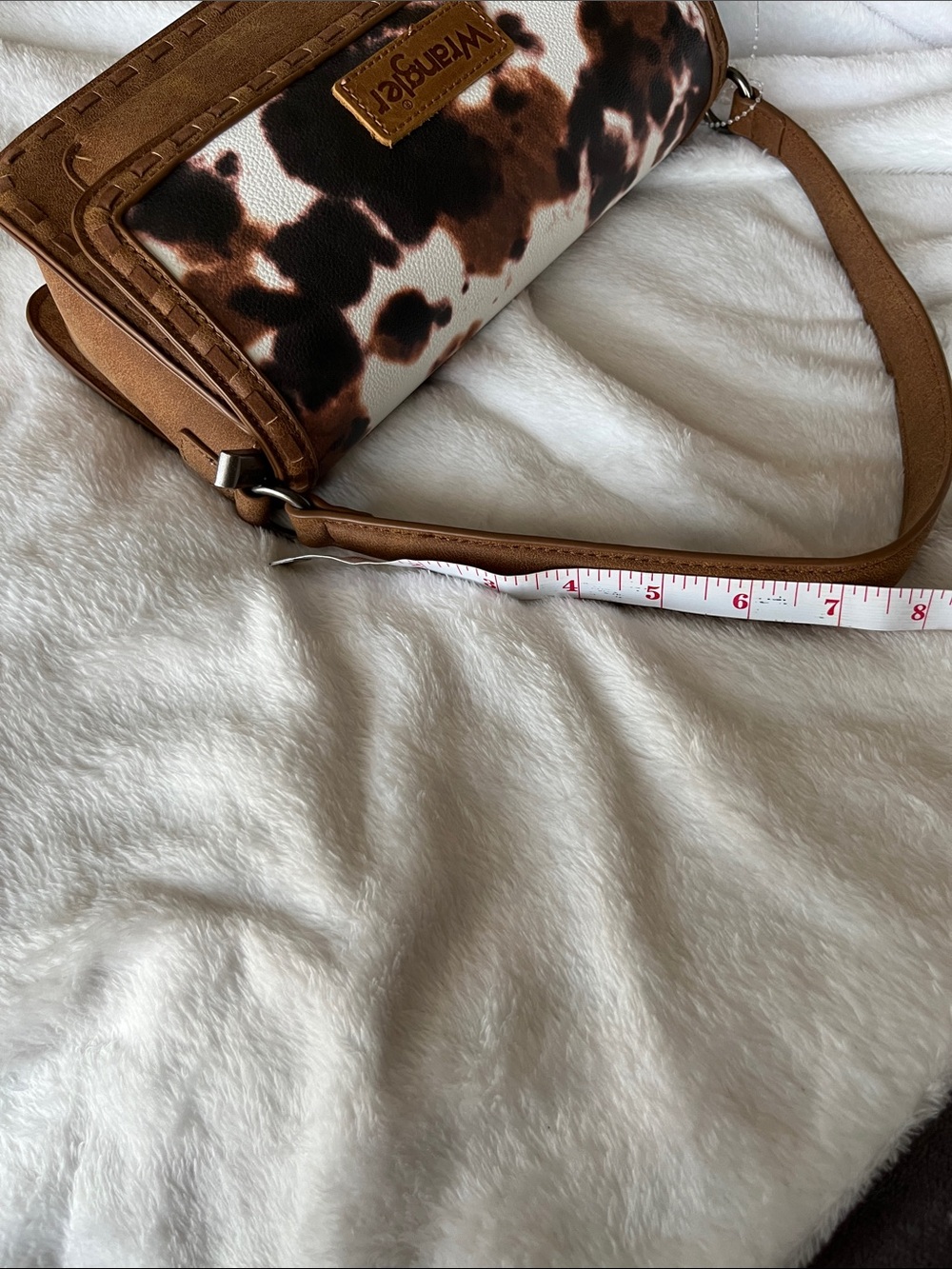 Wrangler - Brown Cow Print Shoulder Bag - Brown, White, Black - Picture 6 of 13